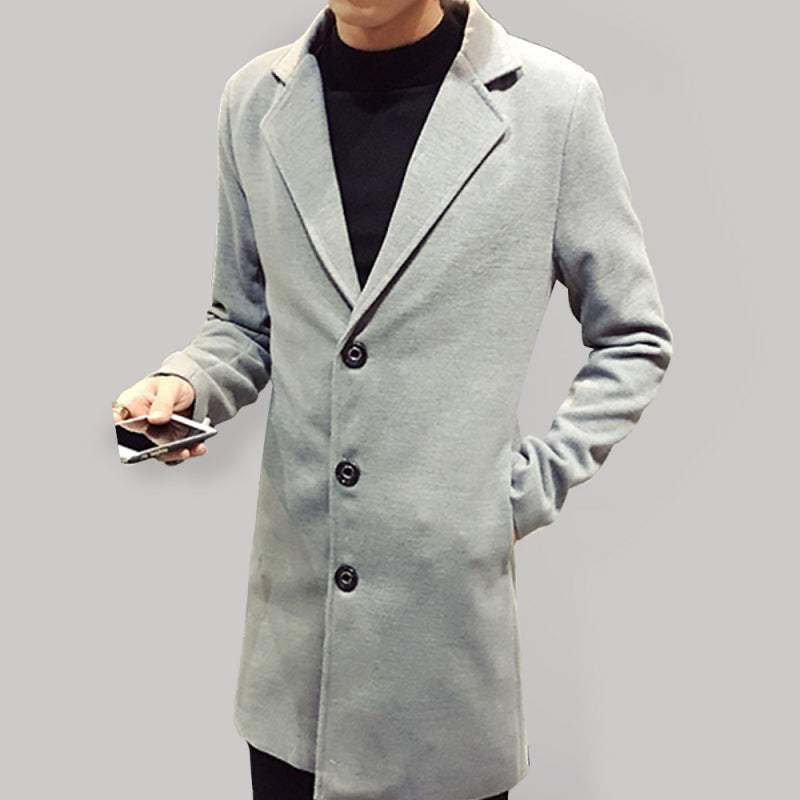 Men's Long Woolen Coat - MENLL